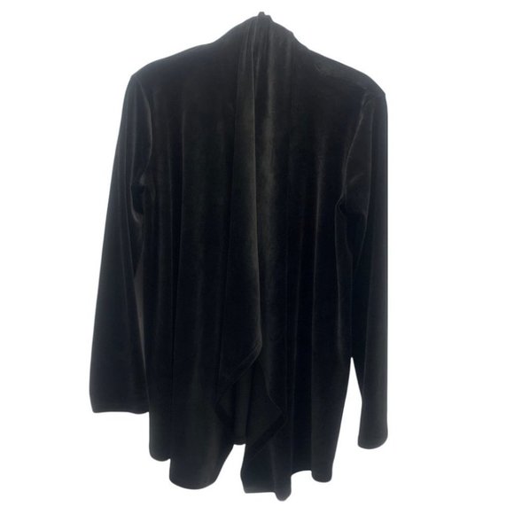 • Cable & Gauge Velour Velvet Black Open Front Cardigan Asymmetrical C21 - Picture 1 of 7
